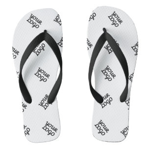 Alternating Business Logo or Image Pattern White Jandals
