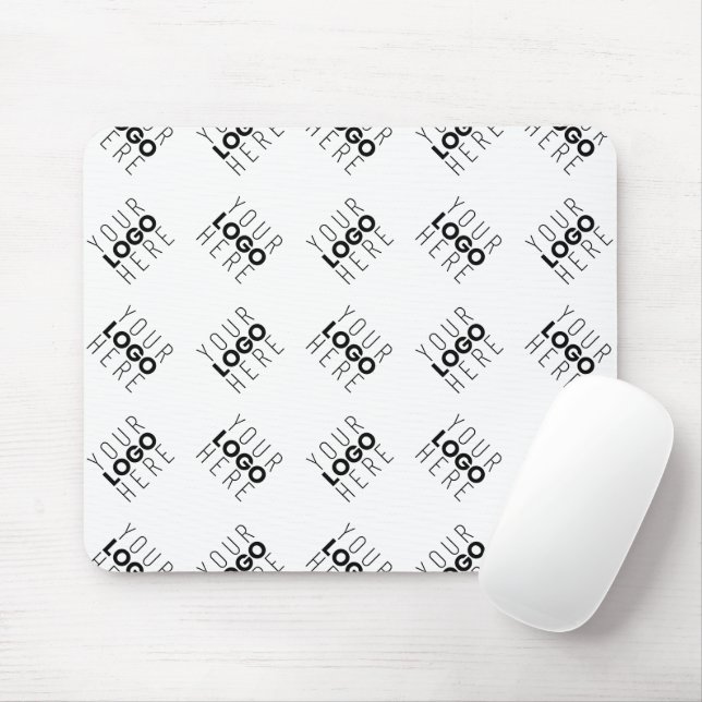 Alternating Business Logo or Image Pattern | White Mouse Pad (With Mouse)
