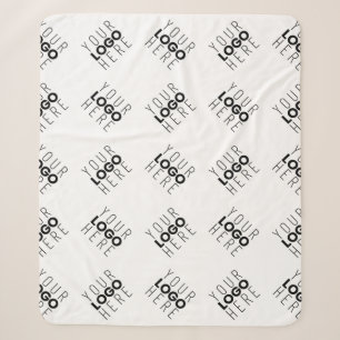 Alternating Business Logo or Image Pattern White Sherpa Blanket