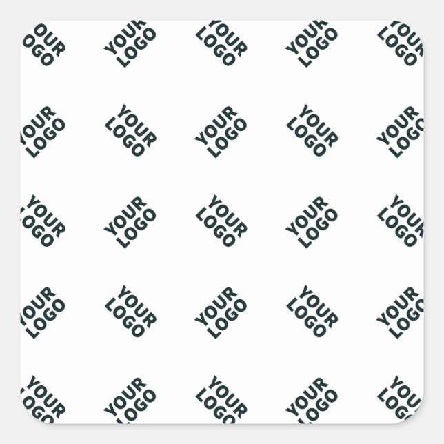 Alternating Business Logo or Image Pattern | White Square Sticker (Front)