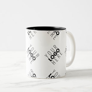 Alternating Business Logo or Image Pattern White Two-Tone Coffee Mug