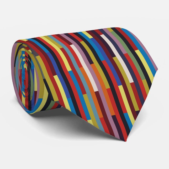 Alternating Colour Stripes Patchwork - Vertical Tie (Rolled)