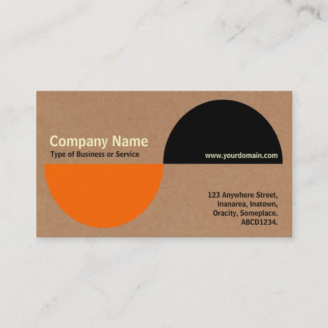 Alternating Crecents - Orange + Black + Cardboard Business Card (Front)
