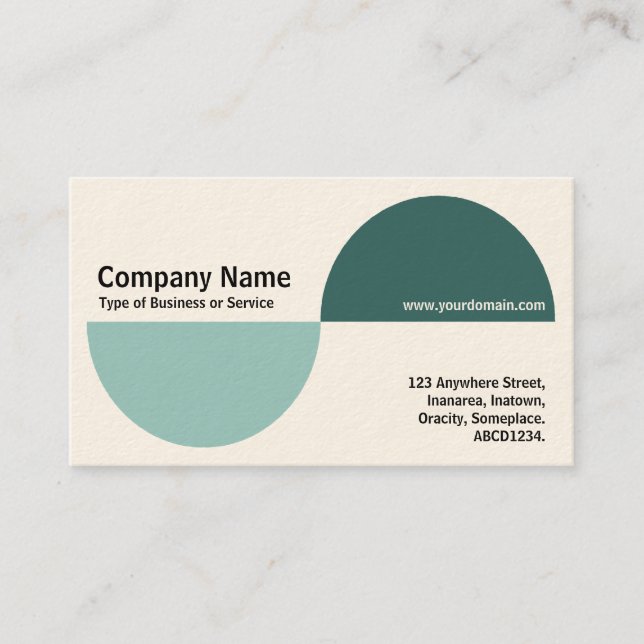 Alternating Crecents - Shades of Green (Cream) Business Card (Front)