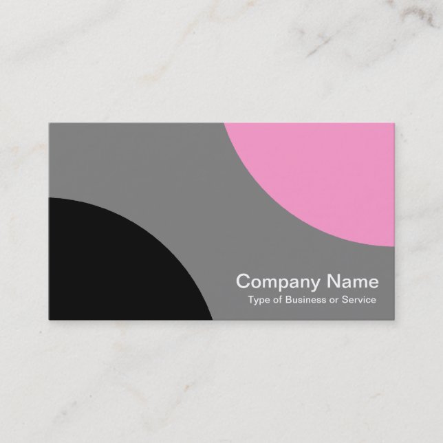 Alternating Curves - Black, Grey and Pink Business Card (Front)