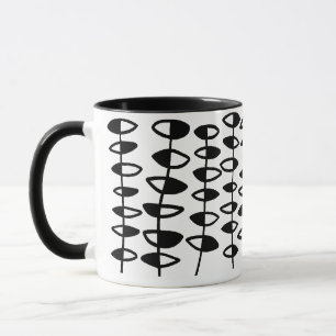 Alternating Leaf Abstract - Black on White Mug