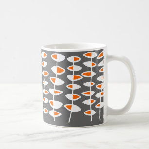 Alternating Leaf - White & Orange on Grey Coffee Mug