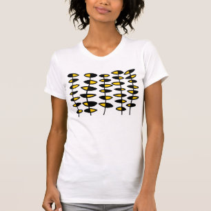 Alternating Leaves Abstract - Black and Amber T-Shirt