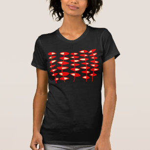 Alternating Leaves Abstract - Red and Cream T-Shirt