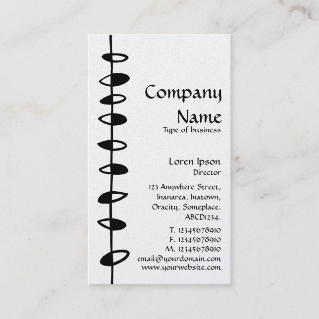 Alternating Leaves - Black on White (Platinum) Business Card (Front)