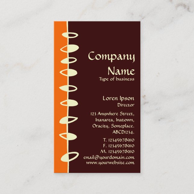 Alternating Leaves - Orange, Dark Brown and Cream Business Card (Front)