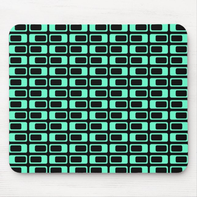 Alternating Rectangles (Turquoise with Black) Mouse Pad (Front)
