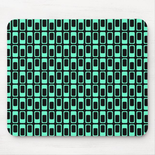 Alternating Rectangles (Turquoise with Black) Mouse Pad (Front)