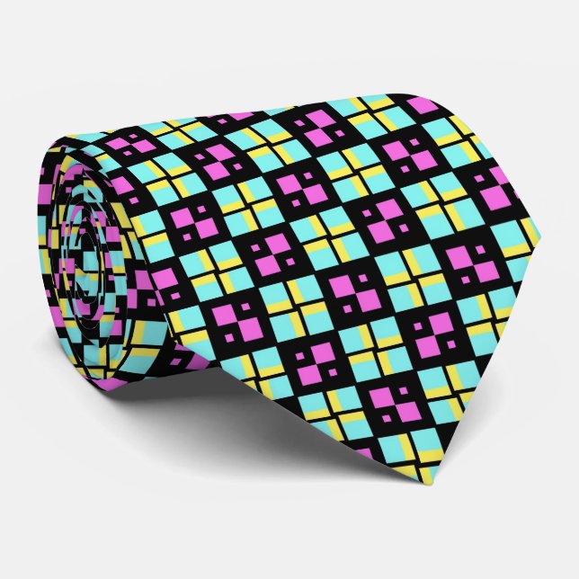 Alternating Squares Terrazzo Pattern Tie (Rolled)