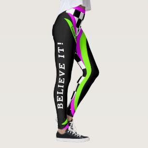 Alternative Concept Chequered Flourescent Believe Leggings