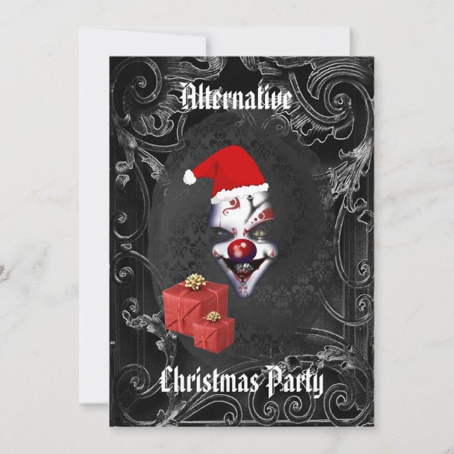 Alternative  Gothic Santa Christmas Invitation (Front)