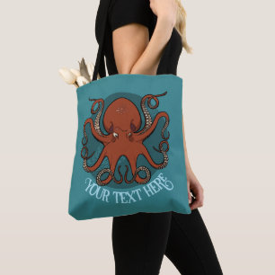 Alternative Octopus Artwork Add Your Text Design Tote Bag