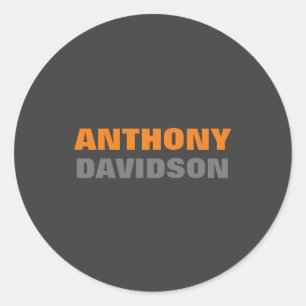Alternative Perfect Size Grey Orange Bold Text Classic Round Sticker