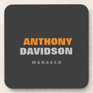 Alternative Perfect Size Grey Orange Bold Text Coaster