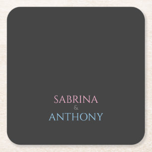 Alternative Professional Grey Orange Bold Text Square Paper Coaster