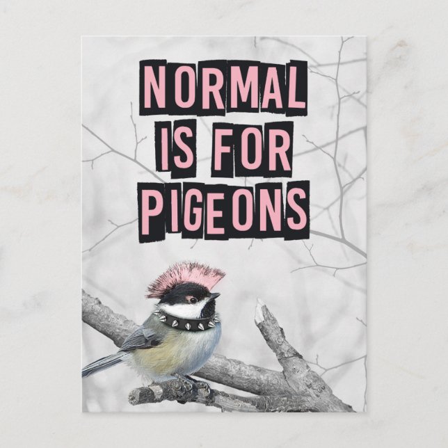 Alternative Punk Bird Anti Conformity Postcard (Front)