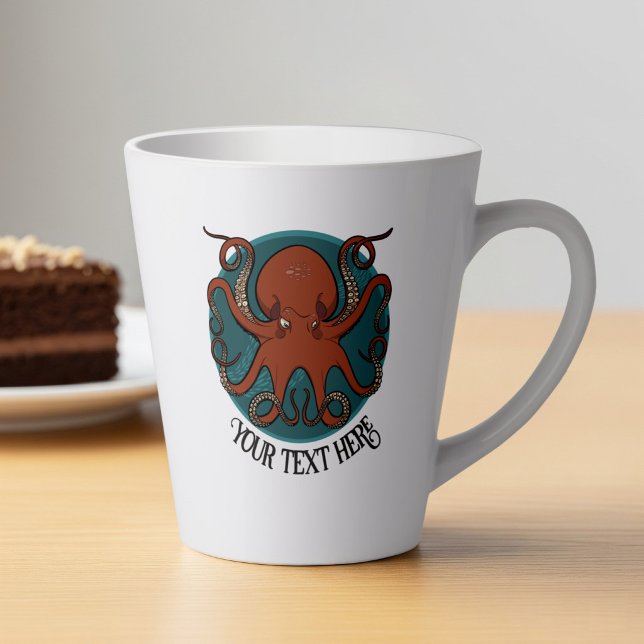 Alternative Red Octopus Logo Add Your Text Artwork Latte Mug (Creator Uploaded)
