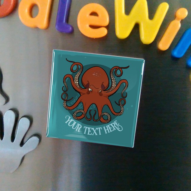 Alternative Red Octopus Logo Add Your Text Artwork Magnet (Creator Uploaded)