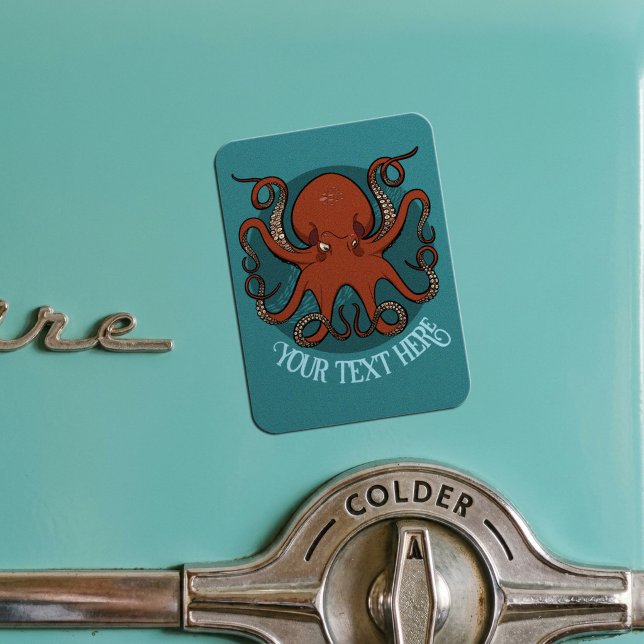Alternative Red Octopus Logo Add Your Text Artwork Magnet (Creator Uploaded)