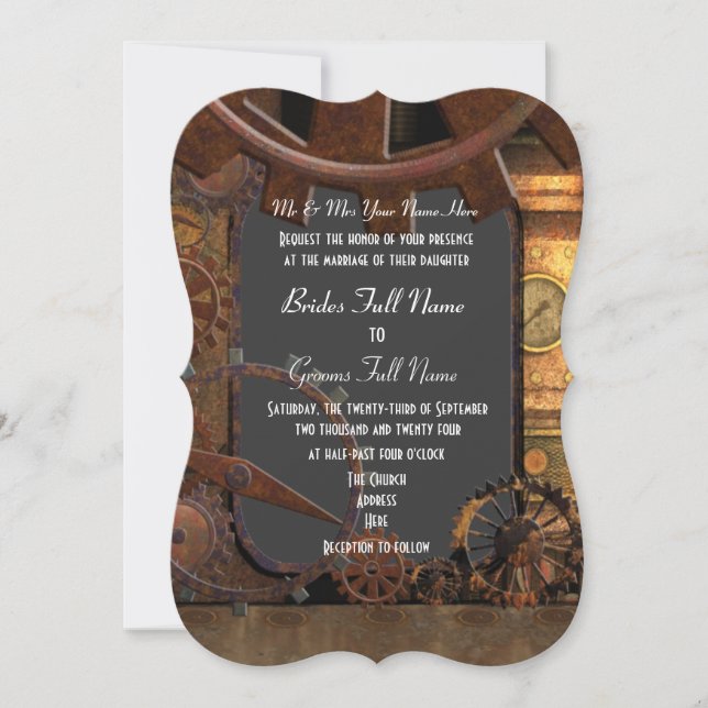 Alternative steampunk wedding invitation (Front)