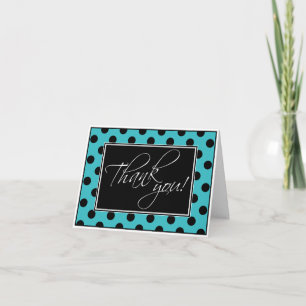 Alternative Teal & Black Polka Dot Thank You Card