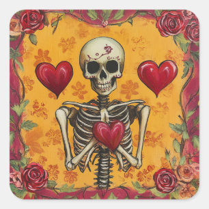 Alternative Wedding Favour Til Death Gothic Love Square Sticker