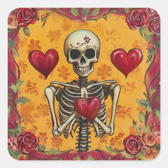 Alternative Wedding Favour Til Death Gothic Love Square Sticker (Front)