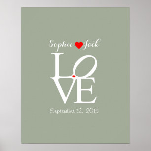 Alternative wedding guest book LOVE choose colour
