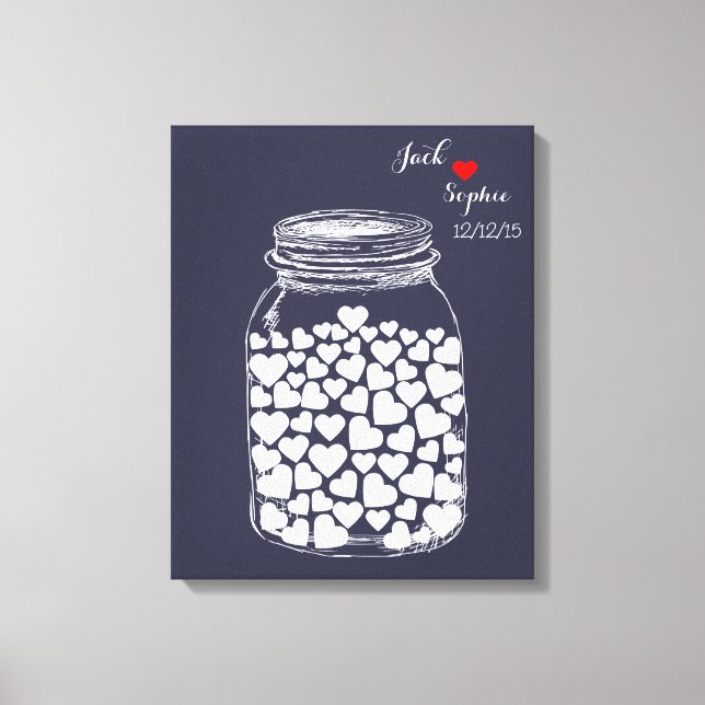 Alternative wedding guest book mason jar heart (Front)