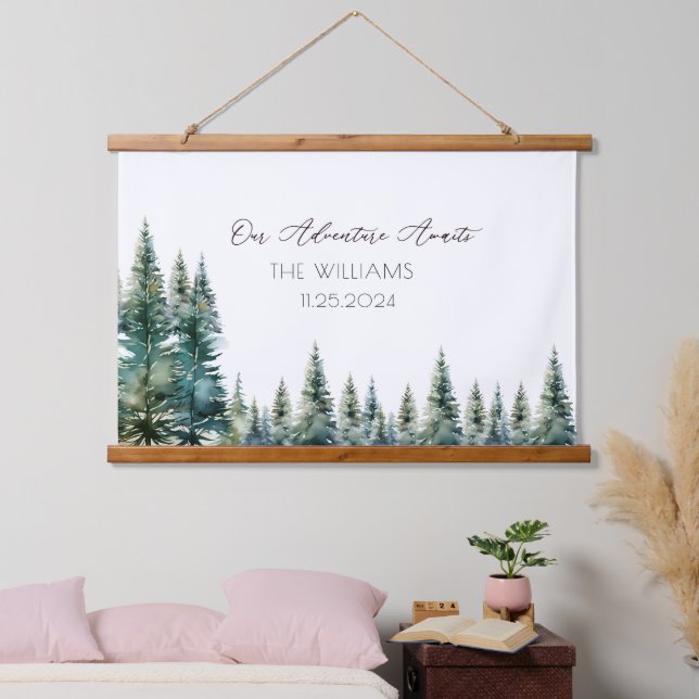 Alternative Wedding Guest Botanical Pine Trees Hanging Tapestry (Bedroom)