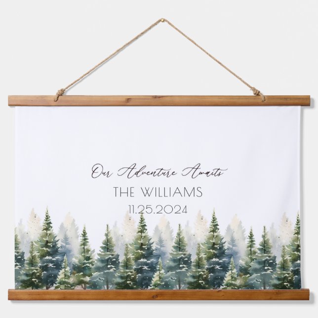 Alternative Wedding Guest  Green Book Pine Trees Hanging Tapestry (Front)