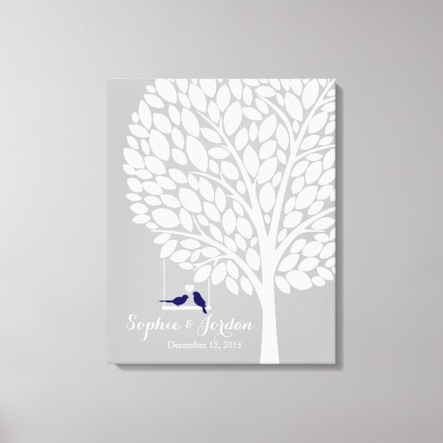 Alternative wedding guestbook heart tree navy (Front)