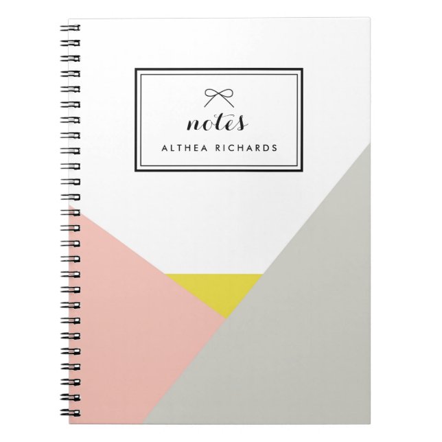 Althea Pink & Grey Personalised Notebook (Front)