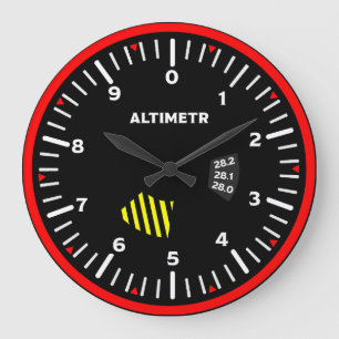 Altimetr Pilot Aviation Geek Large Clock
