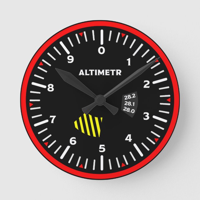 Altimetr Pilot Aviation Geek Round Clock (Front)