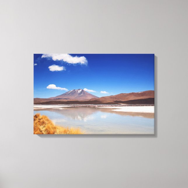 Altiplano landscape with volcano in Bolivia Canvas Print (Front)
