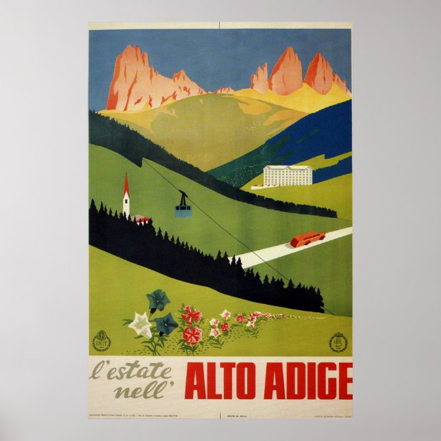 Alto Adige (South Tyrol) Italy Vintage Travel Poster (Front)