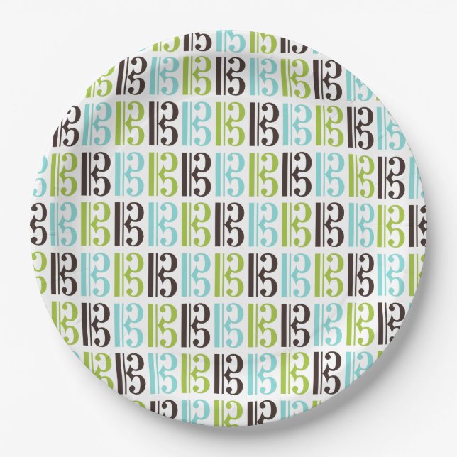 Alto Clef Pattern Paper Plate (Front)