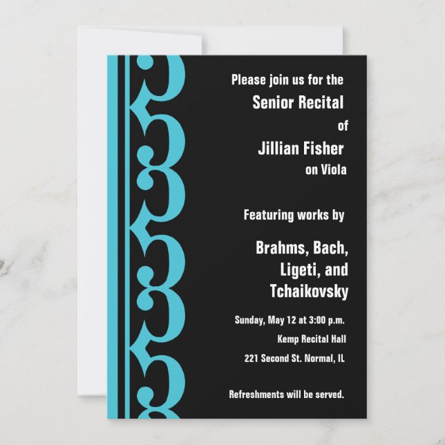 Alto Clef Themed Recital Invitation (Front)