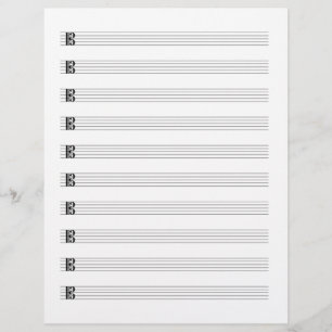 Alto Clef Viola Music Manuscript Paper Staff Stave Custom Letterhead
