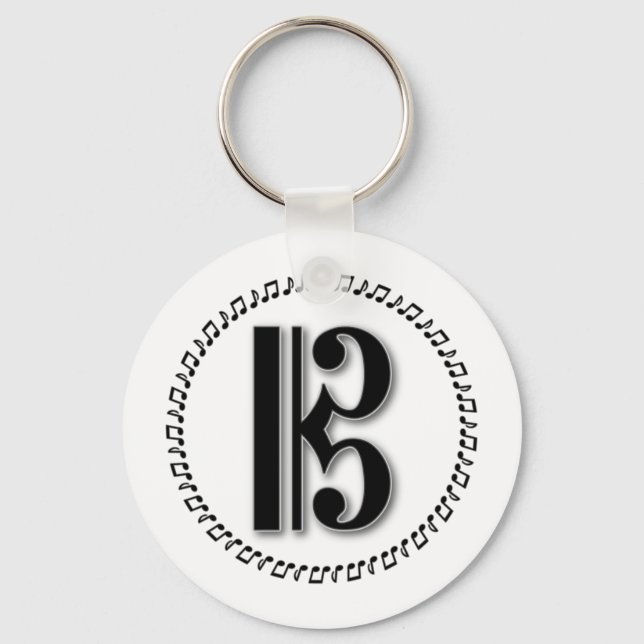 Alto or Tenor Clef Music Note Design C Clef Key Ring (Front)
