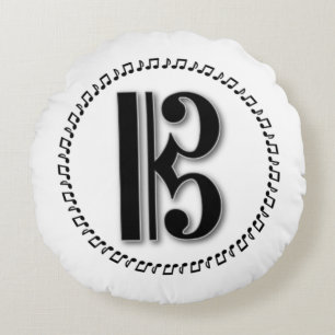 Alto or Tenor Clef Music Note Design C Clef Round Cushion