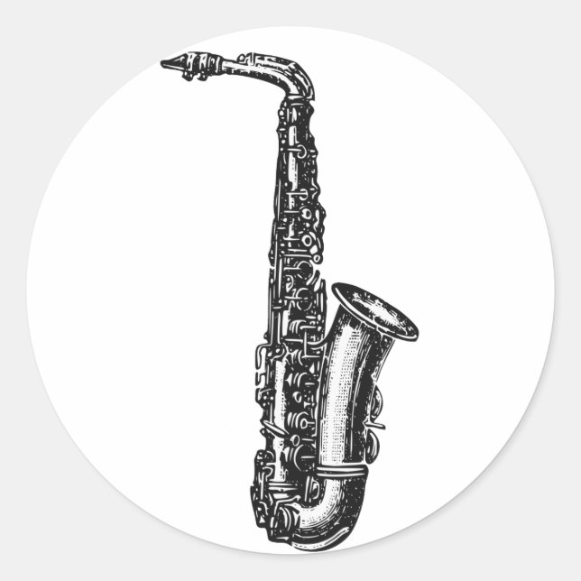 Alto Saxophone Classic Round Sticker (Front)