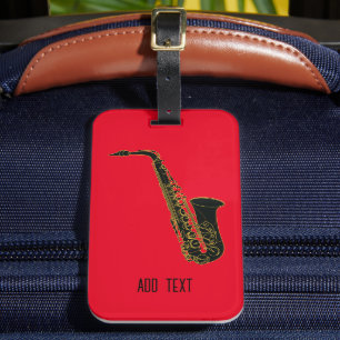 Alto Saxophone on Red Personalizable Luggage Tag