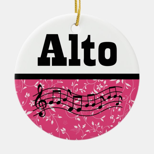 Alto Singer Choir Music Ceramic Tree Decoration (Front)